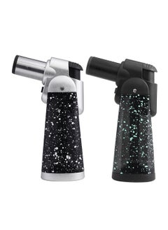 2Pcs Windproof Lighter, Jet Single Flame Torch Refilled Butane Gas Lighter for Kitchen Cooking BBQ Topsense (without butane gas)