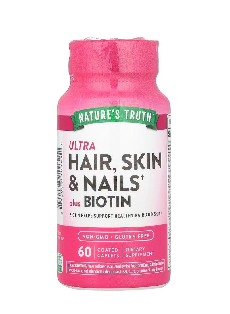 Nature's Truth Ultra Hair Skin & Nails Plus Biotin 60 Coated Caplets - Image 1