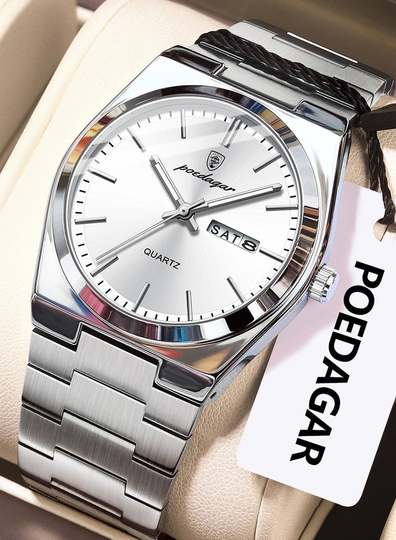 پوداجار ساعة رجالية، ساعة رجالية مضيئة مقاومة للماء، كوارتز - 40.5 مم - Image 1