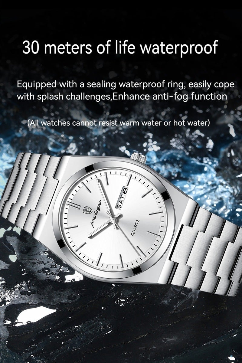 پوداجار ساعة رجالية، ساعة رجالية مضيئة مقاومة للماء، كوارتز - 40.5 مم - Image 5