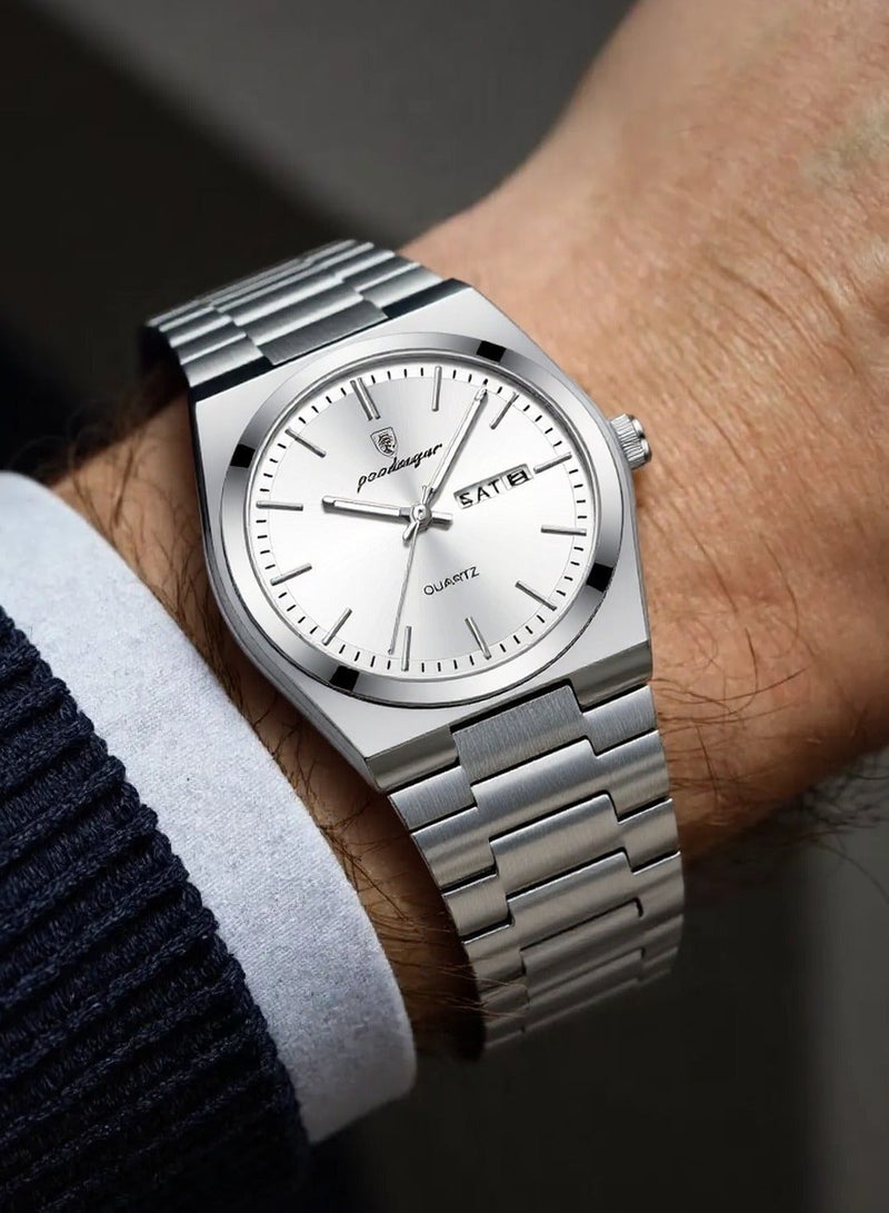 پوداجار ساعة رجالية، ساعة رجالية مضيئة مقاومة للماء، كوارتز - 40.5 مم - Image 4