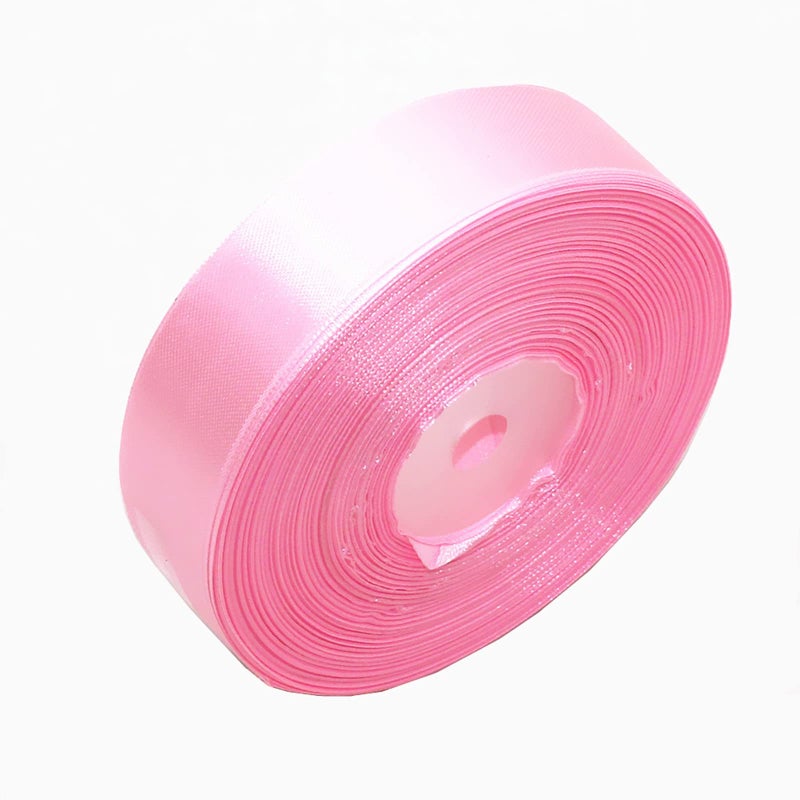 SWTOOL 1 Solid Satin Ribbon 50 Yards Roll for Wedding Details Sewing Projects Gift Wrapping Invitation Embellishments and Crafting Projects Etc Pink