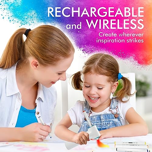 Sleepah Air Brush Marker Set for Kids Includes 12 Washable Markers 20 Stencils Gift for Ages 5 6 7 8 9 Years Old - Great Arts & Crafts Set - Image 3