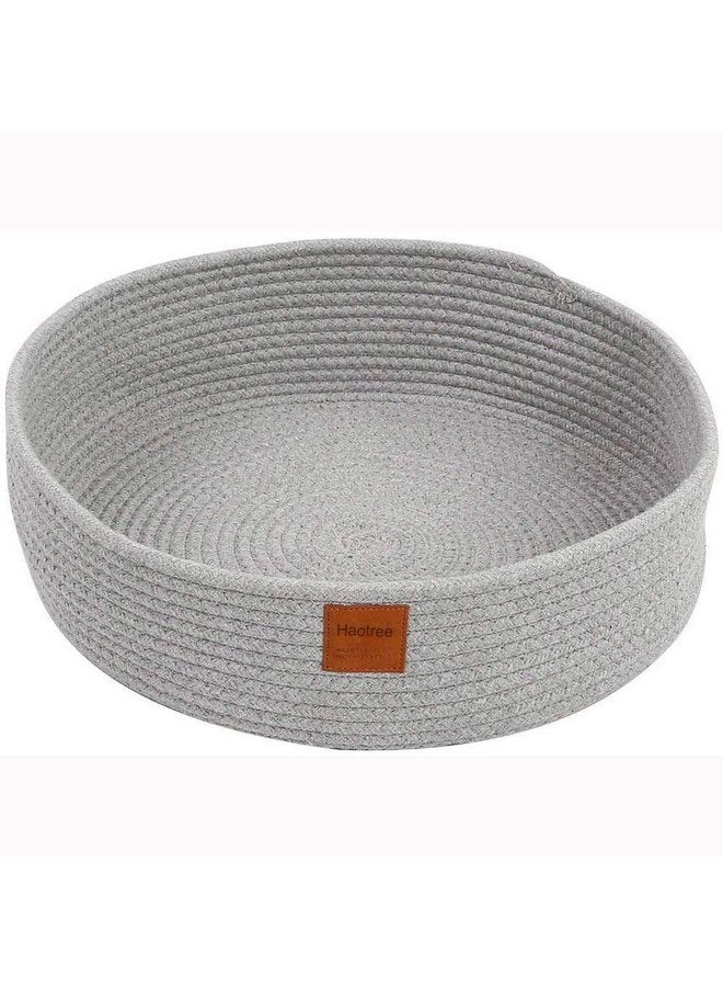 سرير قطط كبير على شكل سلة مستديرة من حبل قطني منسوج - سرير قطط مهدئ بسطح نوم 17.7 بوصة (45 سم)، سرير قطط داخلي مريح للخدش للقطط الكبيرة أو قطتين صغيرتين، يناسب الحيوانات الأليفة التي يصل وزنها إلى 20 رطلاً، قابل للغسل، رمادي - Image 1