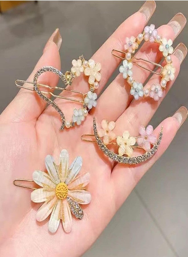 Radhya Accessories latest Korean fashion Style Flower Lock Hair Clip Pin Hair Accessories set For Women And Girls (4 Pcs) Rakshabandhan Gift for Sister - Image 3