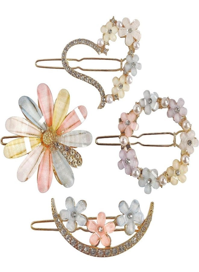 Radhya Accessories latest Korean fashion Style Flower Lock Hair Clip Pin Hair Accessories set For Women And Girls (4 Pcs) Rakshabandhan Gift for Sister - Image 1