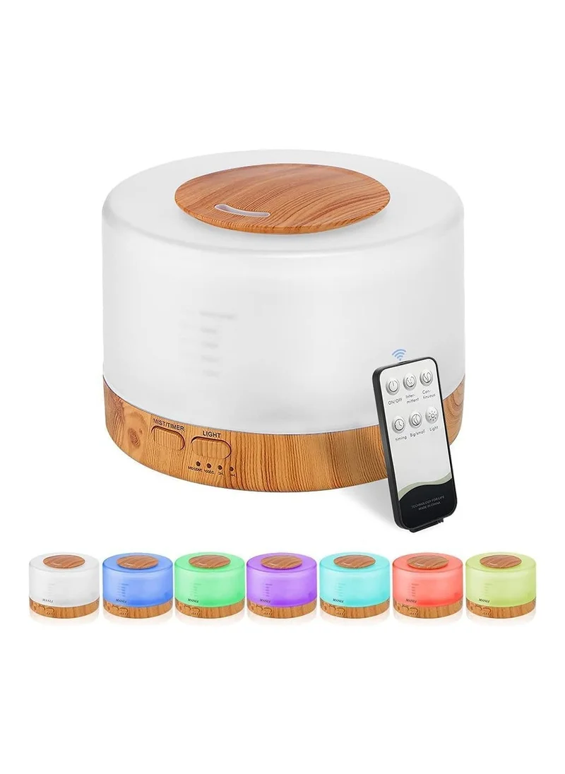 كويزين أرت Cuisine Art Essential Oil Aroma Diffuser 700ml, Upgraded Aromatherapy Diffuser with 4 Timer and 7 Color Lights, Cool Mist Humidifier with Auto Shut-off Function - Brown - White
