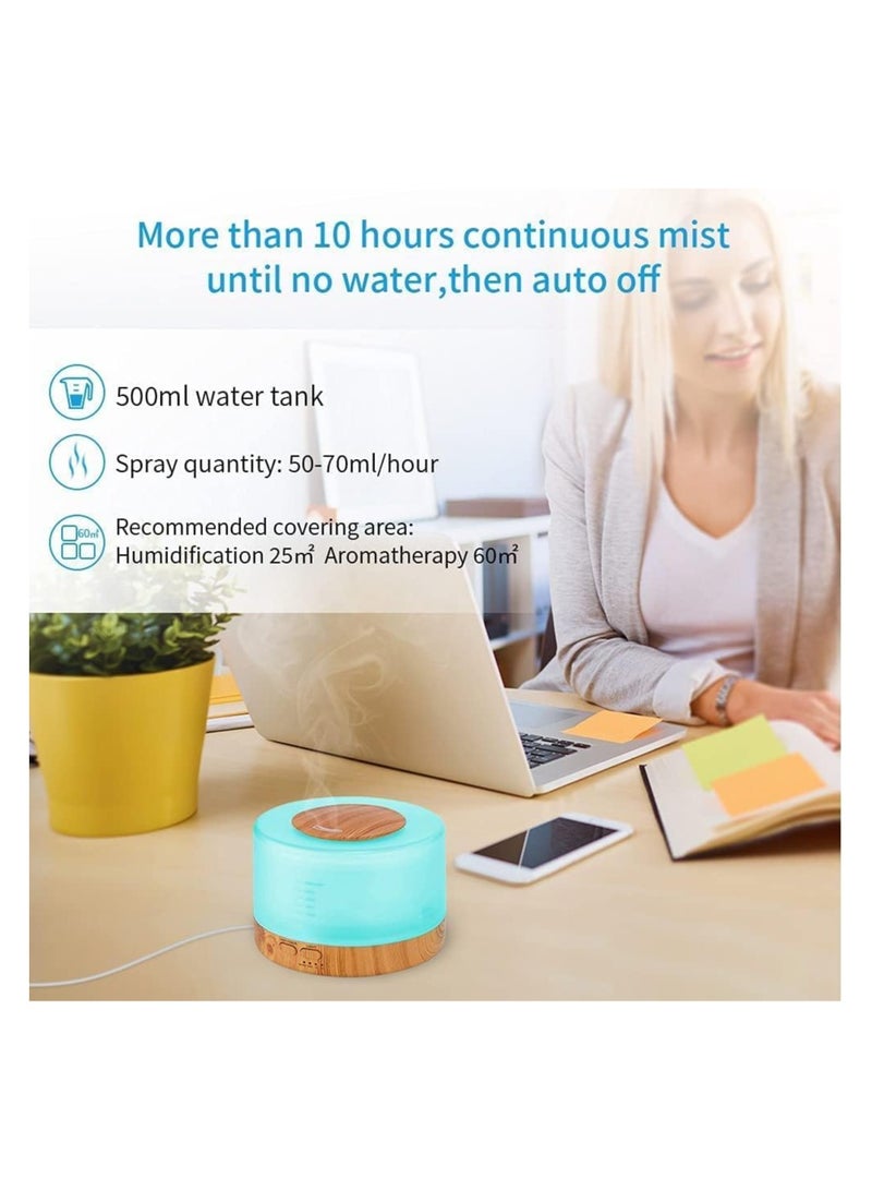 Cuisine Art Cuisine Art Essential Oil Aroma Diffuser 700ml, Upgraded Aromatherapy Diffuser with 4 Timer and 7 Color Lights, Cool Mist Humidifier with Auto Shut-off Function - Brown - White  - Image 4
