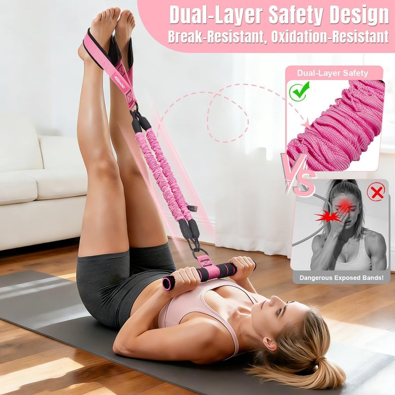 KUZARO Upgraded Multifunction Pedal Resistance Band with Handle - 3 Tube Adjustable Resistance Bands for Full-Body Workout - Image 4