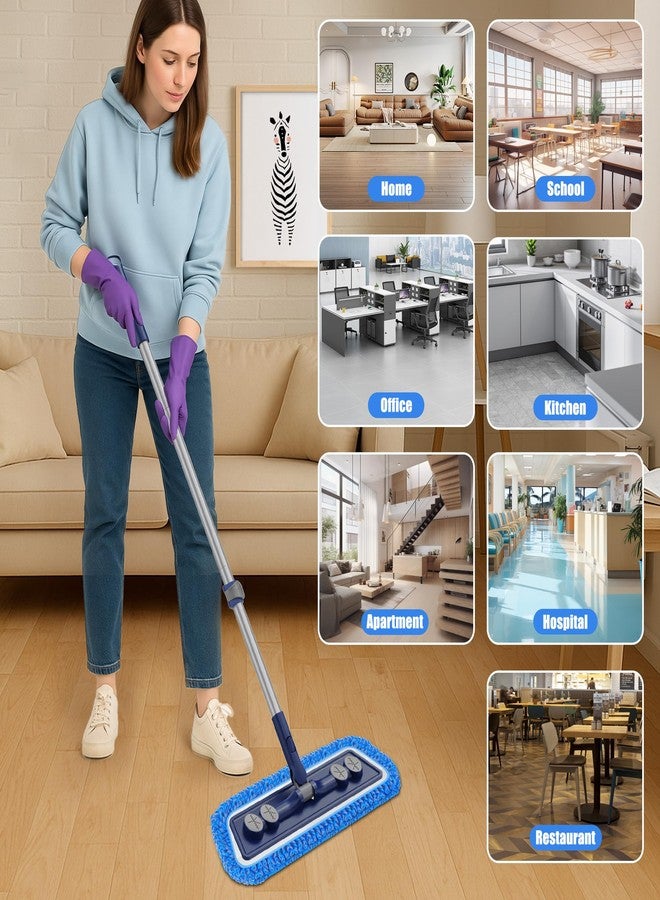 FORSPEEDER Microfiber Mops for Floor Cleaning - Dust Mop for Hardwood Floors with 55” Adjustable Handle 3 Thickened Washable Pads - Wet Dry Mopping for Pet Hairs Walls Tile Wood Laminate Home Kitchen - Image 5