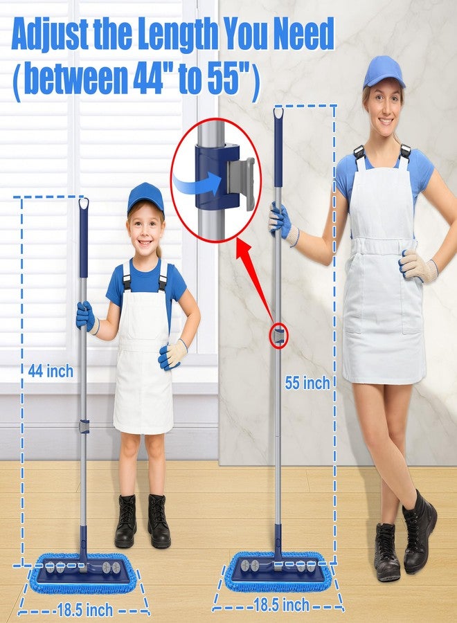 FORSPEEDER Microfiber Mops for Floor Cleaning - Dust Mop for Hardwood Floors with 55” Adjustable Handle 3 Thickened Washable Pads - Wet Dry Mopping for Pet Hairs Walls Tile Wood Laminate Home Kitchen - Image 2