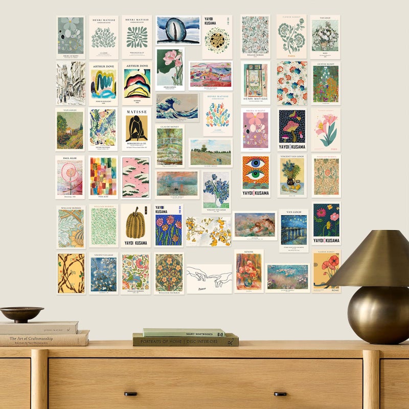 KBKBART Eclectic Wall Decor, 50Pcs Eclectic Wall Art Prints, Colorful Maximalist Decor Boho Gallery Wall Collage Kit, Vintage Famous Artists Painting Pictures Aesthetic Poster for Funky Room Decor, Home Decor for Bedroom Dorm - Image 5