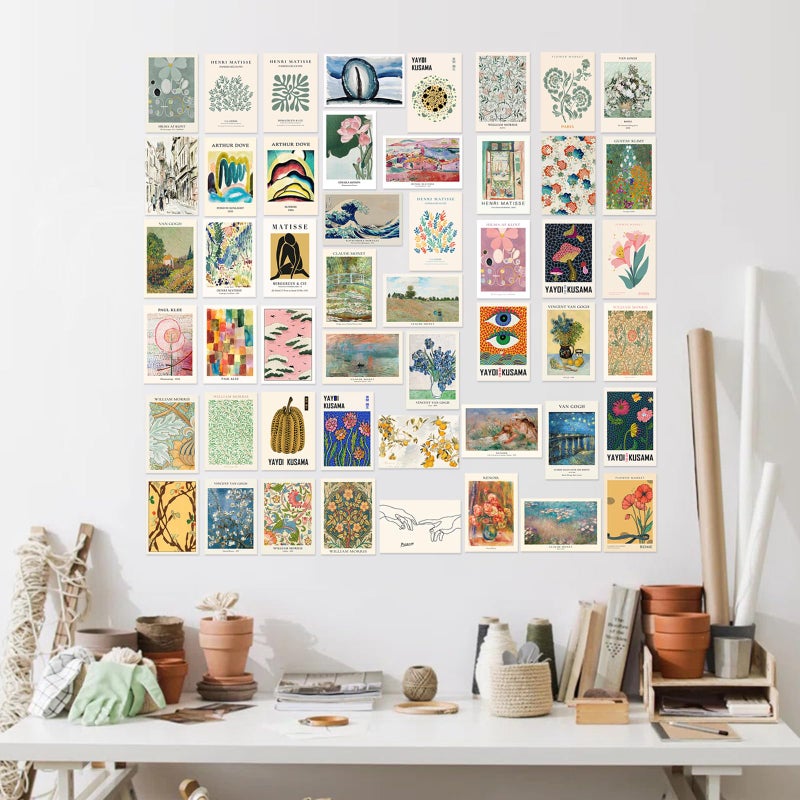 KBKBART Eclectic Wall Decor, 50Pcs Eclectic Wall Art Prints, Colorful Maximalist Decor Boho Gallery Wall Collage Kit, Vintage Famous Artists Painting Pictures Aesthetic Poster for Funky Room Decor, Home Decor for Bedroom Dorm - Image 4