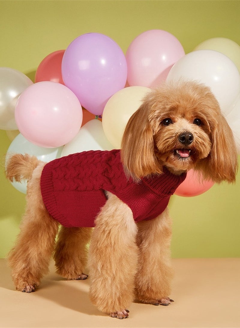 Loquat سوياليتي سترة كلب محبوكة جديدة غير رسمية مرنة بلون صلب أحمر - Image 1