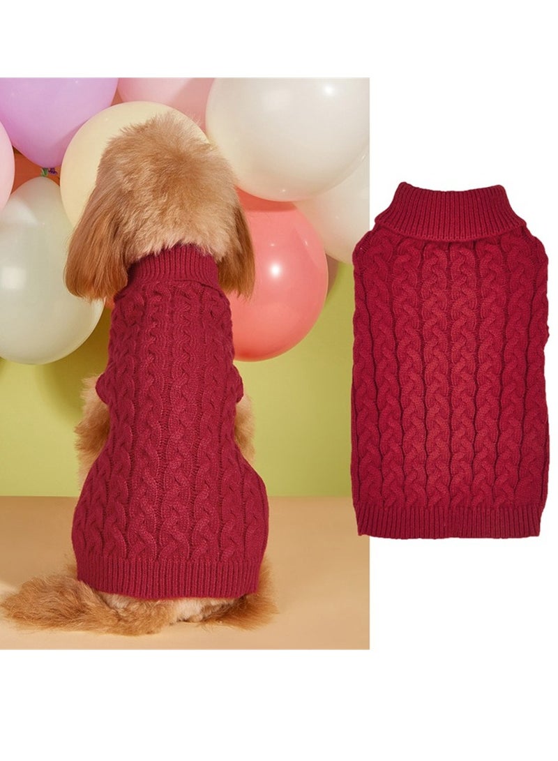 Loquat سوياليتي سترة كلب محبوكة جديدة غير رسمية مرنة بلون صلب أحمر - Image 3