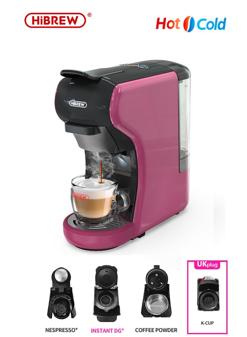 HiBREW Coffee Machine 4in1 Multiple Hot/Cold Brew Capsule Espresso Maker For Nespresso Dolce Gusto Ground Coffee K cup H1A-Purple - Image 1
