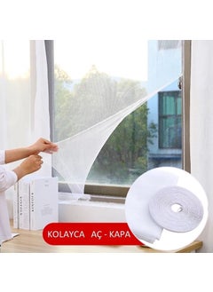 OMAK 6-Piece Fly Screen Washable Window Fly Screen with Velcro and Adhesive 130 cm x 150 cm  - Image 1