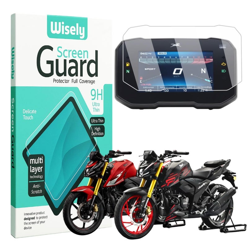 Wisely Premium Screen Guard for TVS APACHE RTR 160 4V & RTR 200 4V (2025) Bike - TFT Display Digital Meter Protector - HD Clear, Full Cover - Easy Installation Kit - Instrument Cluster Accessories - Image 1