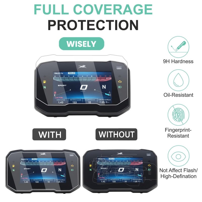 Wisely Premium Screen Guard for TVS APACHE RTR 160 4V & RTR 200 4V (2025) Bike - TFT Display Digital Meter Protector - HD Clear, Full Cover - Easy Installation Kit - Instrument Cluster Accessories - Image 4