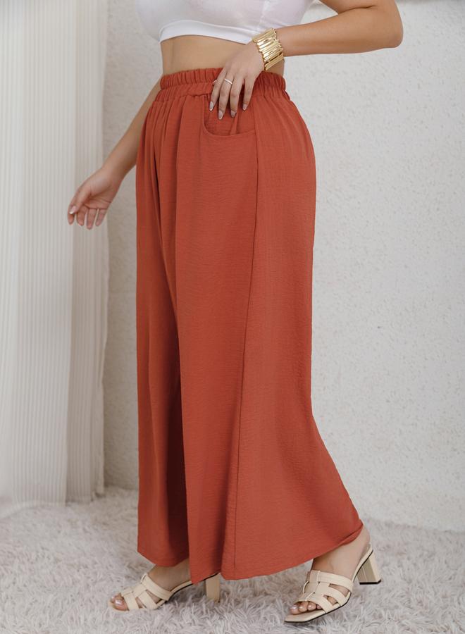 Take Two Plus Size Coral Wide Leg Palazzo Pants - Image 4