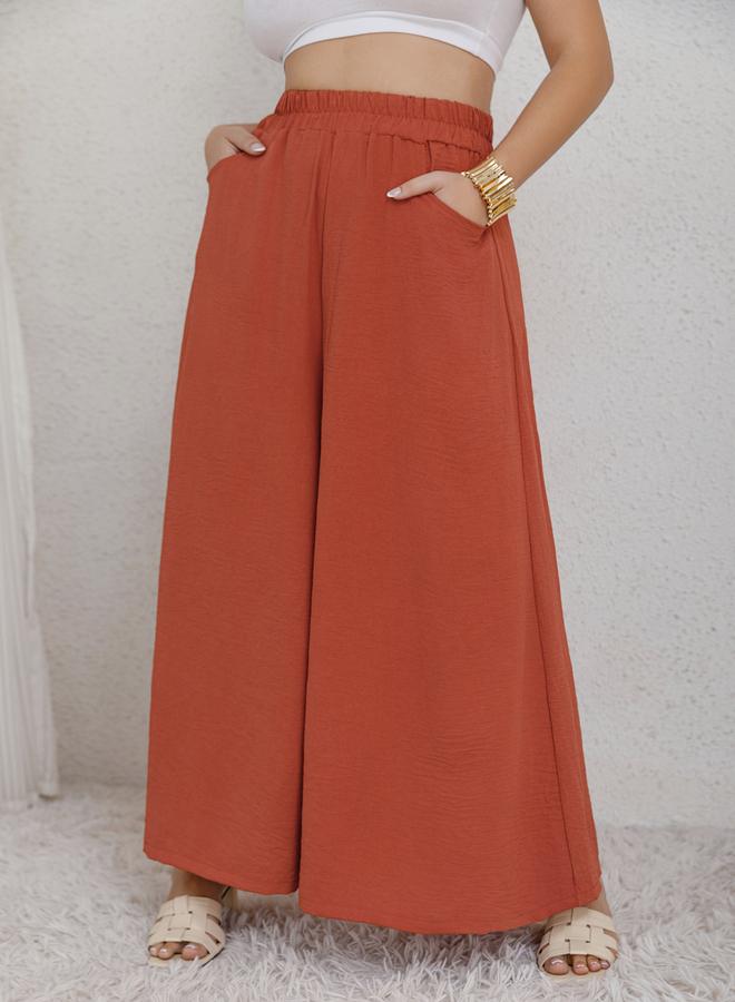 Take Two Plus Size Coral Wide Leg Palazzo Pants - Image 2