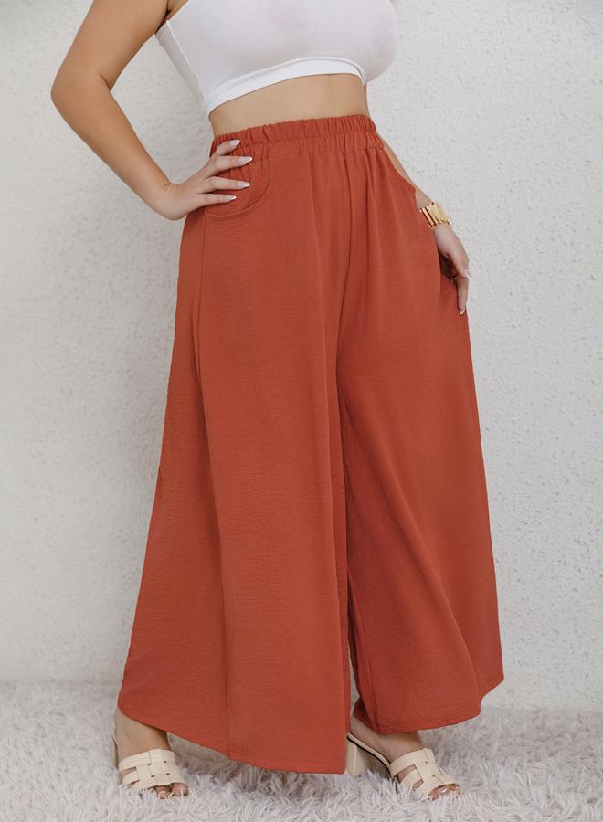 Take Two Plus Size Coral Wide Leg Palazzo Pants - Image 3