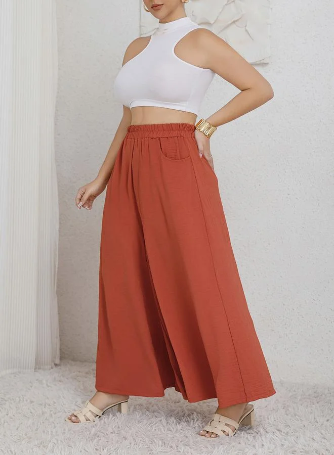 Take Two Take Two Plus Size Coral Wide Leg Palazzo Pants