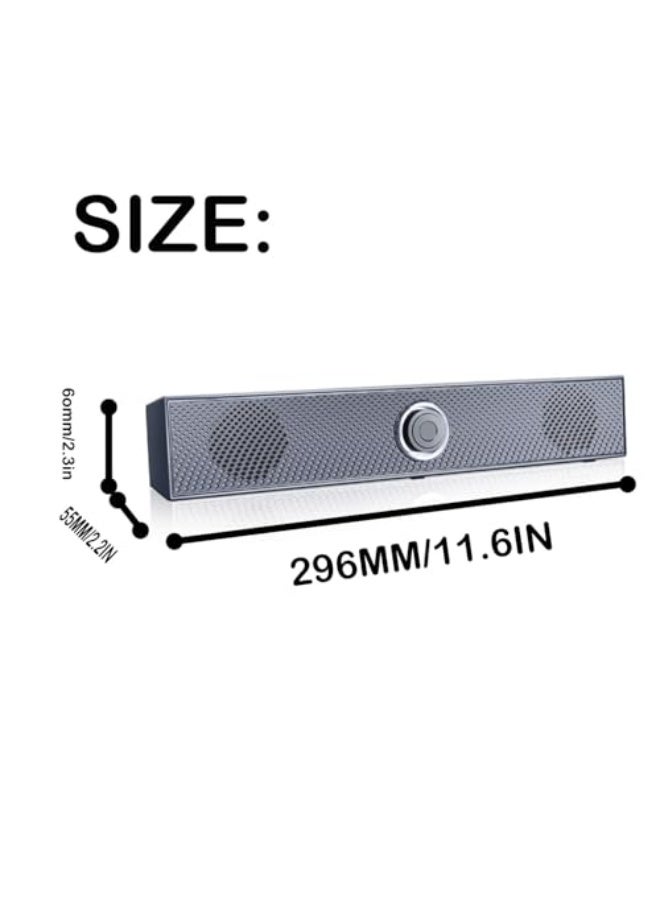 USB Computer Soundbar Speaker with LED Volume Control, 3.5mm Audio Jack, Equipped with Bluetooth 5.0，Black - Image 5
