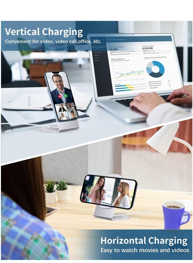 XICEN Aluminum Phone Stand Holder Desk Phone Mount for Magnetic Wireless Charger Compatible with iPhone 12 13 14 15/iPhone 12 13 Pro/iPhone 12 13 14 15 Pro Max/iPhone 12 13 Mini - Image 4