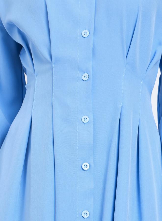 ستايلي فستان ميدي بنمط قميص مع كسرات - Image 4