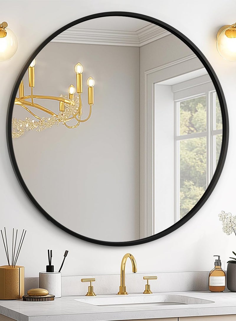 Taimi Elegant Design 60cm Vanity Mirror - Black Metal Frame Makeup Mirror - Its exquisite design is suitable for dressing room, living room, bedroom and decoration - Image 1