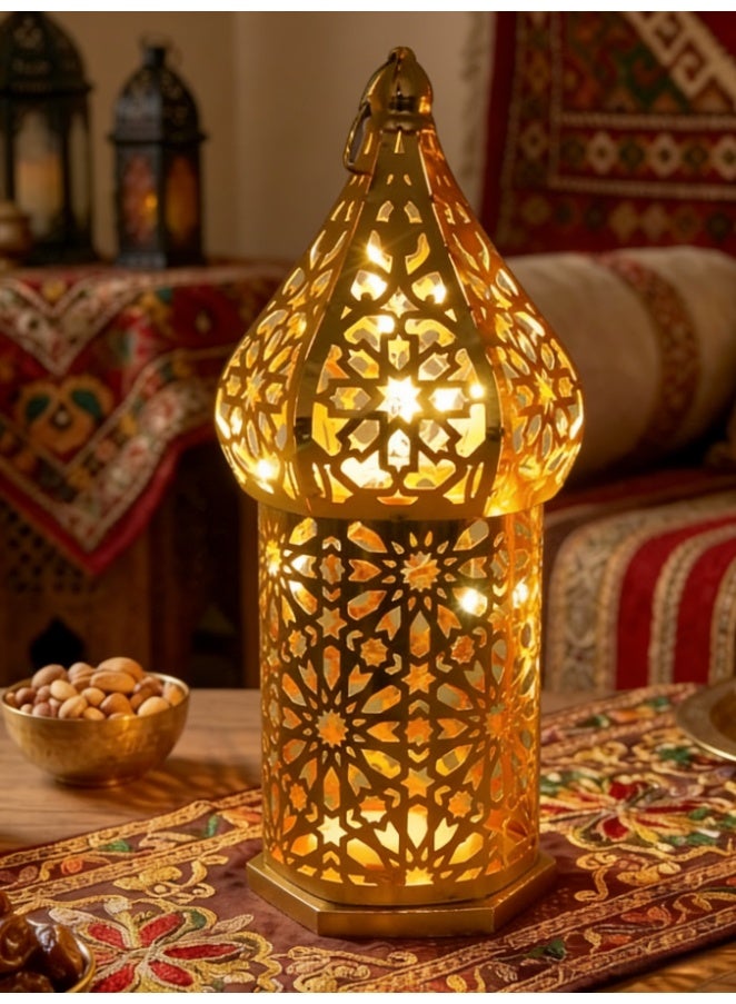 Vintage Metal Moroccan Decorative Candle Lantern Holder for Hanging or Table Centerpieces, Exotic Indoor Home Decor, Outdoor Patio or Porch, Weddings, Ramadan (YB22-M) - Image 1