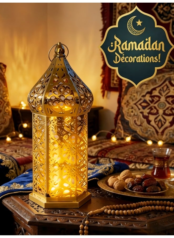 Vintage Metal Moroccan Decorative Candle Lantern Holder for Hanging or Table Centerpieces, Exotic Indoor Home Decor, Outdoor Patio or Porch, Weddings, Ramadan (YB22-M) - Image 2