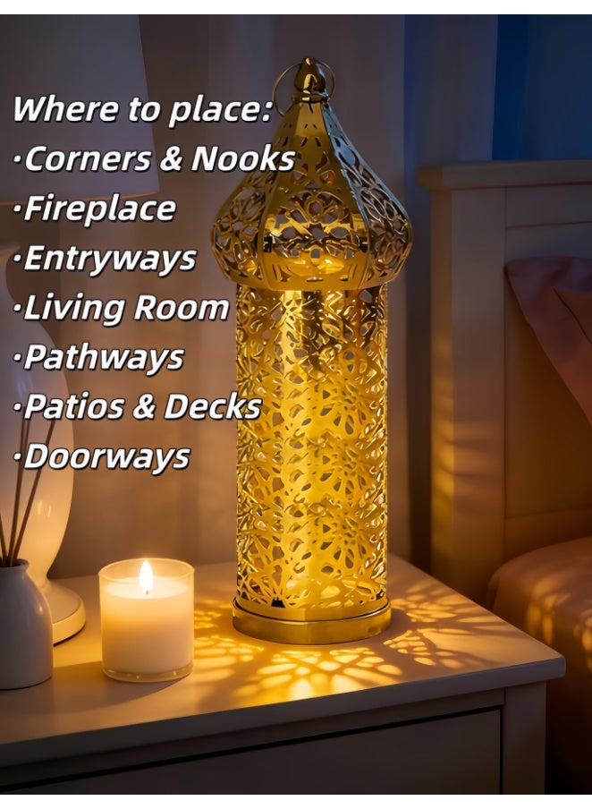Vintage Metal Moroccan Decorative Candle Lantern Holder for Hanging or Table Centerpieces, Exotic Indoor Home Decor, Outdoor Patio or Porch, Weddings, Ramadan (YB22-M) - Image 5