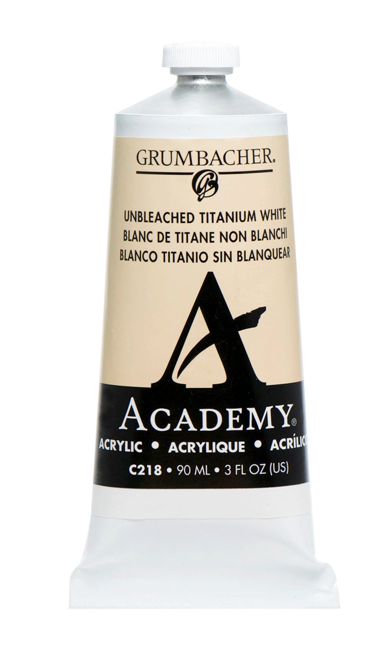 Grumbacher Academy Acrylic Paint Gloss 90ml3 oz Metal Tube Unbleached Titanium White