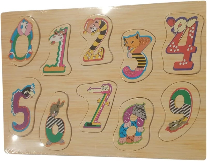 B&D Wooden Number Puzzle Board with Animal Designs