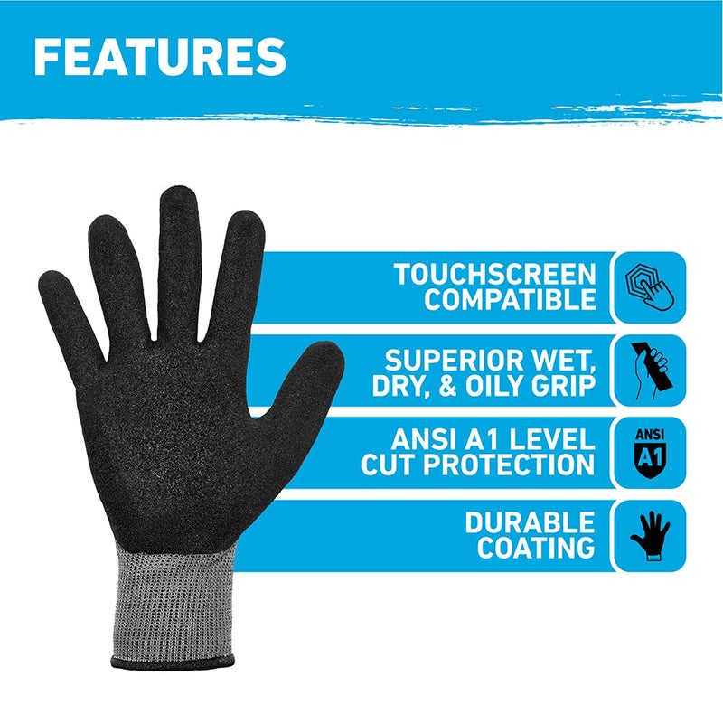Gorilla Grip A1 Precision Grip Cut Resistant Work Gloves - Small, Grey - Image 3