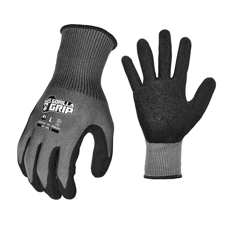 Gorilla Grip A1 Precision Grip Cut Resistant Work Gloves - Small, Grey - Image 1