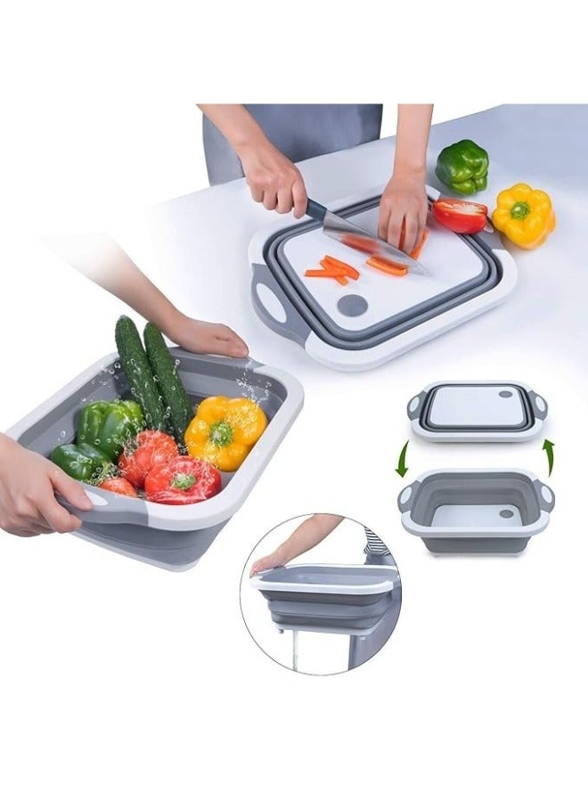 فالمر لوح تقطيع قابل للطي 3 في 1 متعدد الوظائف رمادي/أبيض 40*30*25 سم - Image 2