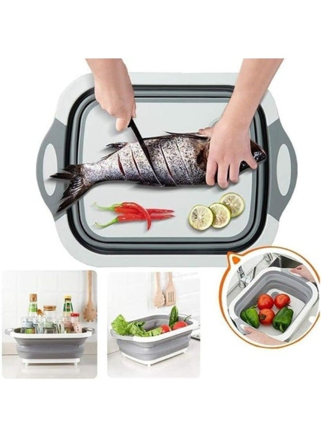 فالمر لوح تقطيع قابل للطي 3 في 1 متعدد الوظائف رمادي/أبيض 40*30*25 سم - Image 4