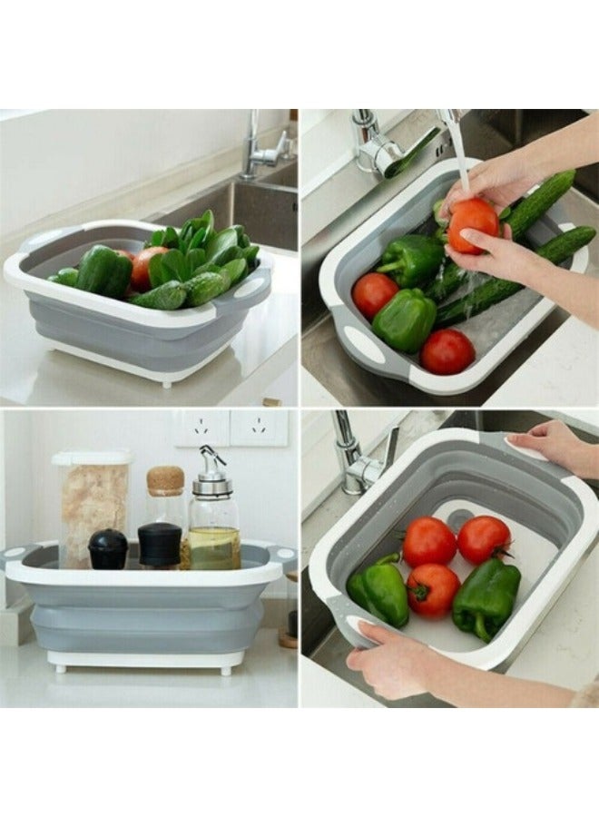 فالمر لوح تقطيع قابل للطي 3 في 1 متعدد الوظائف رمادي/أبيض 40*30*25 سم - Image 3