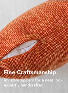 a moment Set of 2 Orange Red Linen Cushion Cover Decorative Throw Pillow Covers Farmhouse Pillow Covers with Cross for Couch Sofa Bed Living Room Home Decor  - Image 3