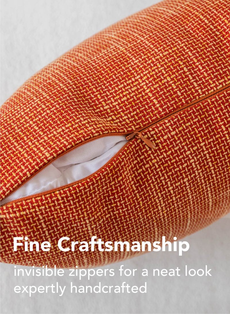 لحظة مجموعة من 2 غطاء وسادة بلون برتقالي من الكتان – أغطية وسائد ديكورية بتصميم متقاطع تناسب الأريكة أو السرير أو غرفة المعيشة، مثالية لديكور المنزل - Image 3