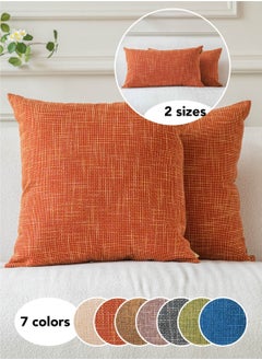 a moment Set of 2 Orange Red Linen Cushion Cover Decorative Throw Pillow Covers Farmhouse Pillow Covers with Cross for Couch Sofa Bed Living Room Home Decor  - Image 1