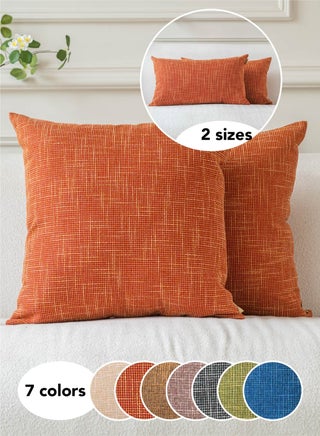 مجموعة من 2 غطاء وسادة بلون برتقالي من الكتان – أغطية وسائد ديكورية بتصميم متقاطع تناسب الأريكة أو السرير أو غرفة المعيشة، مثالية لديكور المنزل - pzsku/Z7523868A0026E0B3657BZ/45/_/1726213330/cb115364-2941-4543-af3b-6944457cbb23