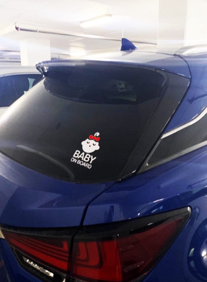 TOTOMO Baby on Board Sticker for Cars Funny Cute Safety Caution Decal Sign for Car Window and Bumper - Sleeping Baby Girl Red Ribbon Bow Tie (2 Pack) - Image 3