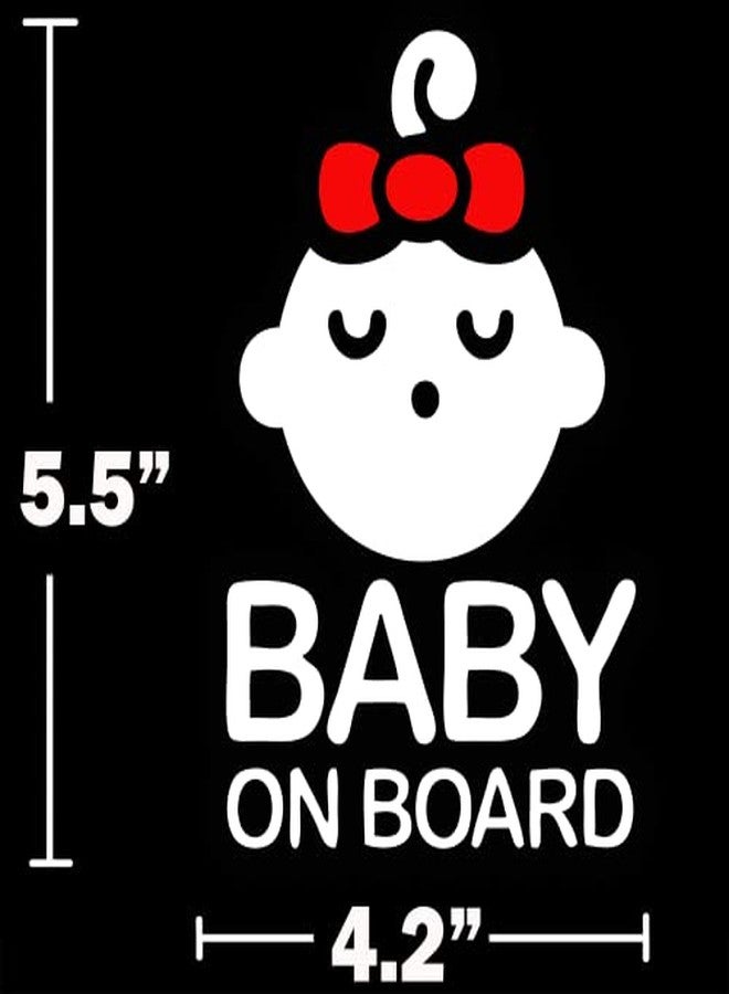 TOTOMO Baby on Board Sticker for Cars Funny Cute Safety Caution Decal Sign for Car Window and Bumper - Sleeping Baby Girl Red Ribbon Bow Tie (2 Pack) - Image 4