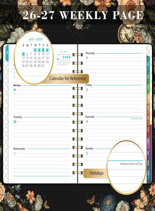 Pinchoco 2026-2027 Planner - Academic Planner 2026-2027, July 2026 - June 2027, 6.4" x 8.5", Weekly and Monthly with Tabs, Back Pocket + Thick Paper - Butterfly - Image 5