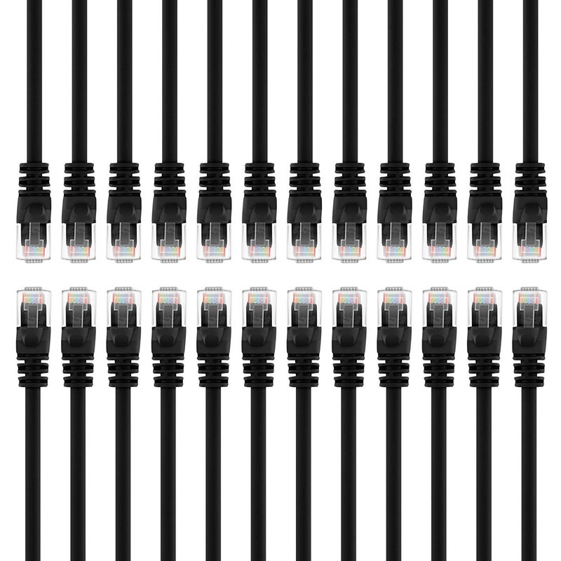GearIT 50-Pack, Cat5e Ethernet Patch Cable 3 Feet - Snagless RJ45 Computer LAN Network Cord, Black - Compatible with 48 Port Switch POE Rackmount 48port Gigabit - Image 1