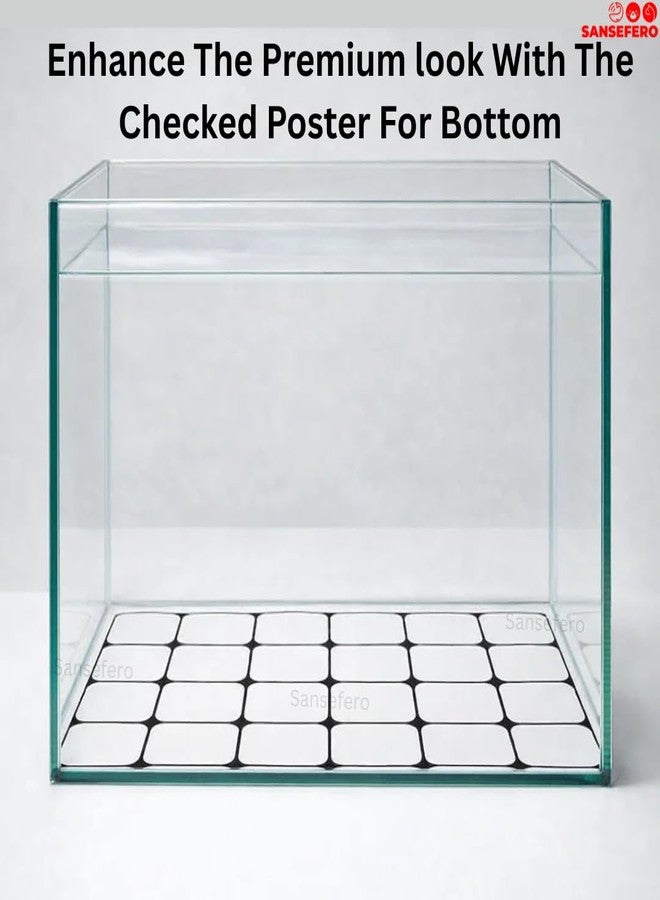 SANSEFERO White Bottom Sticker for Aquarium Fish Tank Background Sticker Poster Checked Design for Bottom & Background (2 Ft Length & 2 Ft Height) - Image 5
